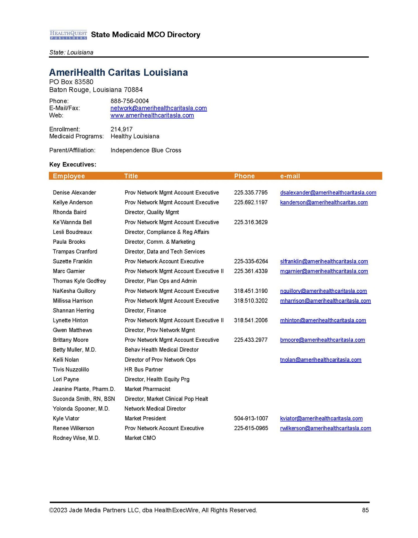 Medicaid Managed Care Directory 2024