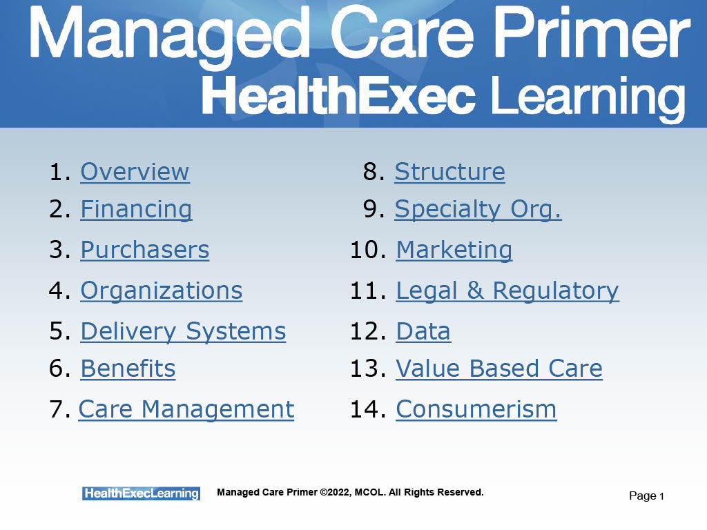 HealthExec Learning: Managed Care Primer